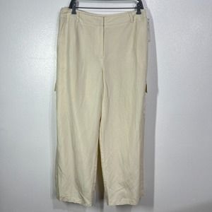 Nine & Company Linen Blend Straight Leg  Lined Cargo‎ Pants Womens 24W Beige